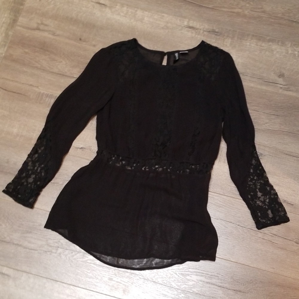 H&M black sheer/ lace top